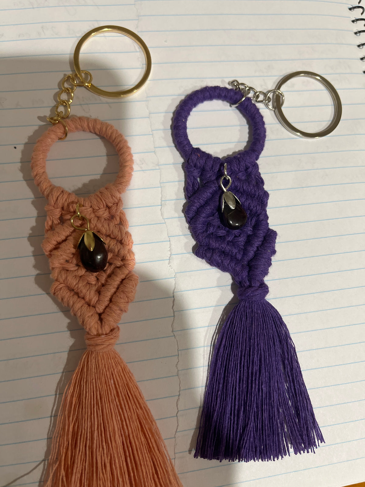 Crystal and Macrame Keyring