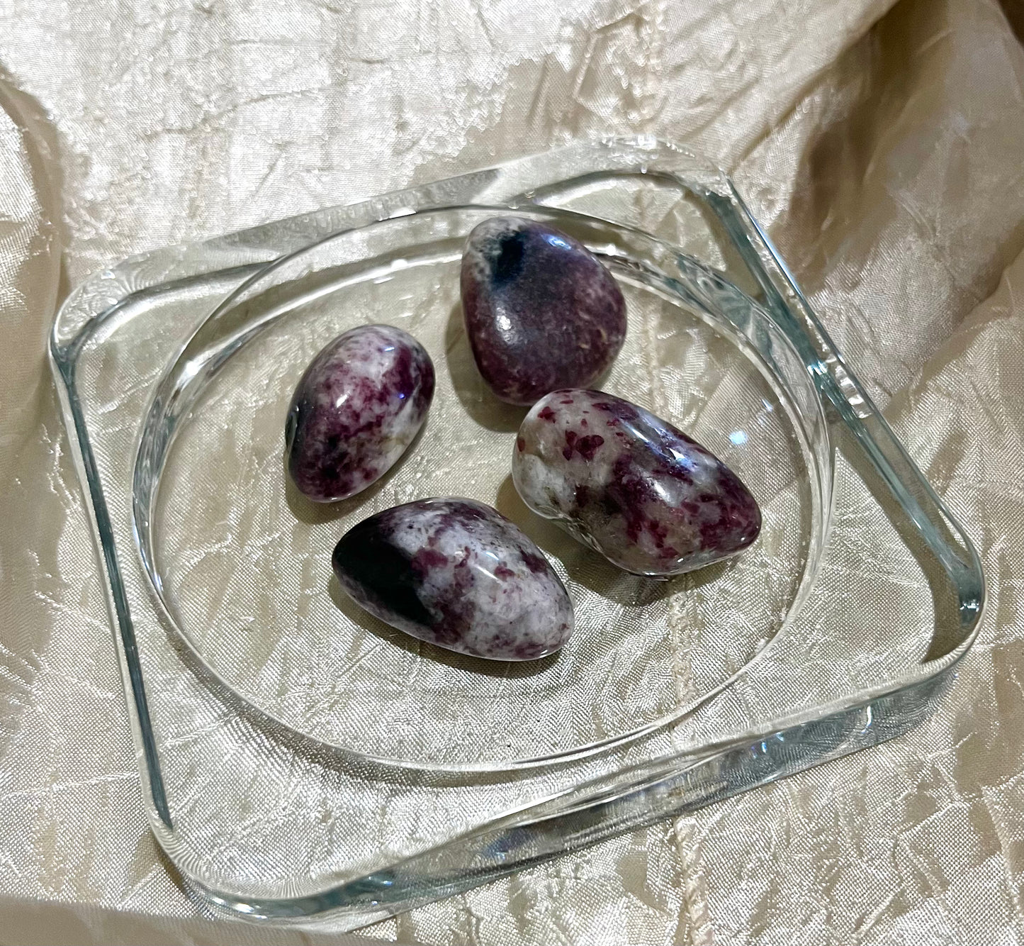 Pink Tourmaline in Quartz Tumbles
