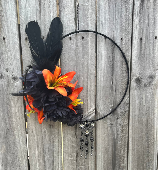 Feathers, Flowers and Charm - Hanging Wreath