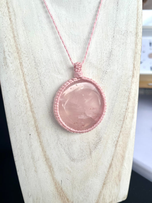 Rose Quartz Mini Macrame Necklace