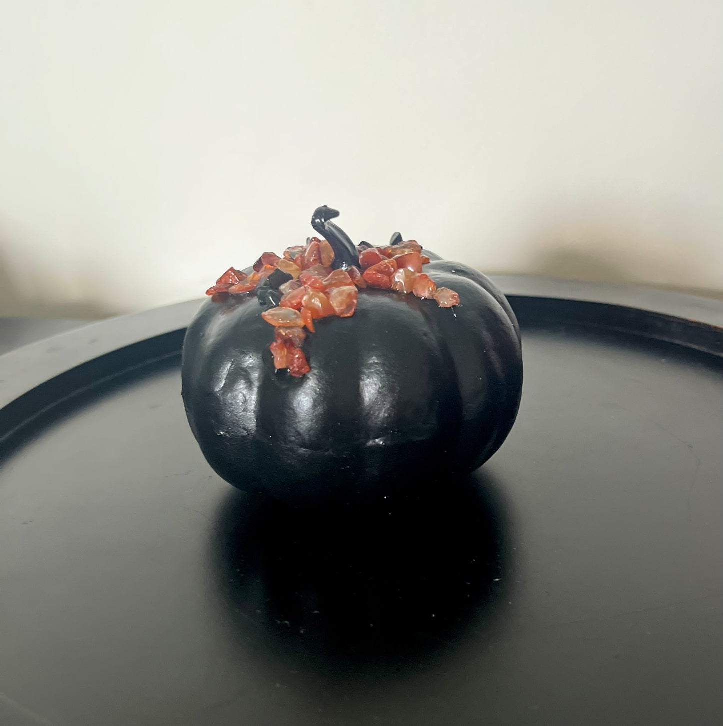 Halloween Pumpkin Decoration - Black with Crystals