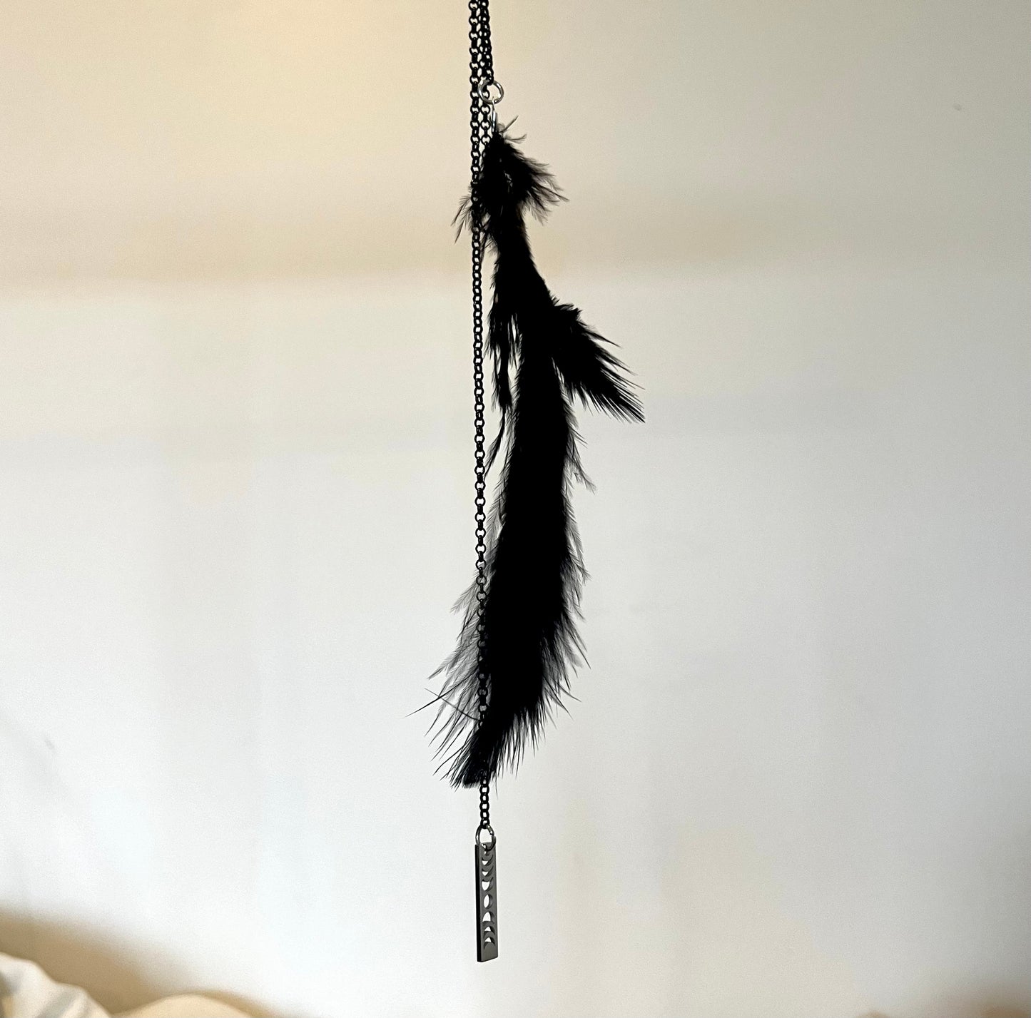 Crescent Moon Hanger - Black with moon-phase charm