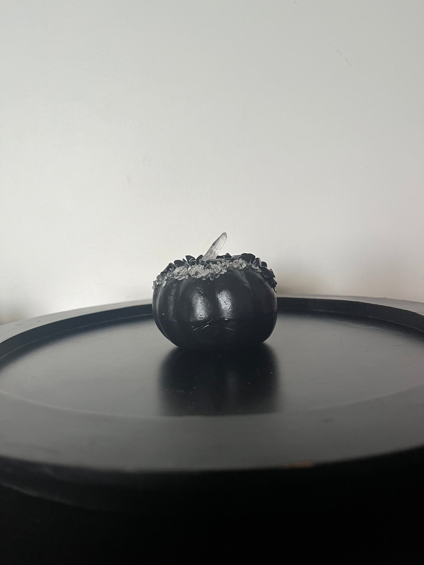 Halloween Pumpkin Decoration - Black with Crystals