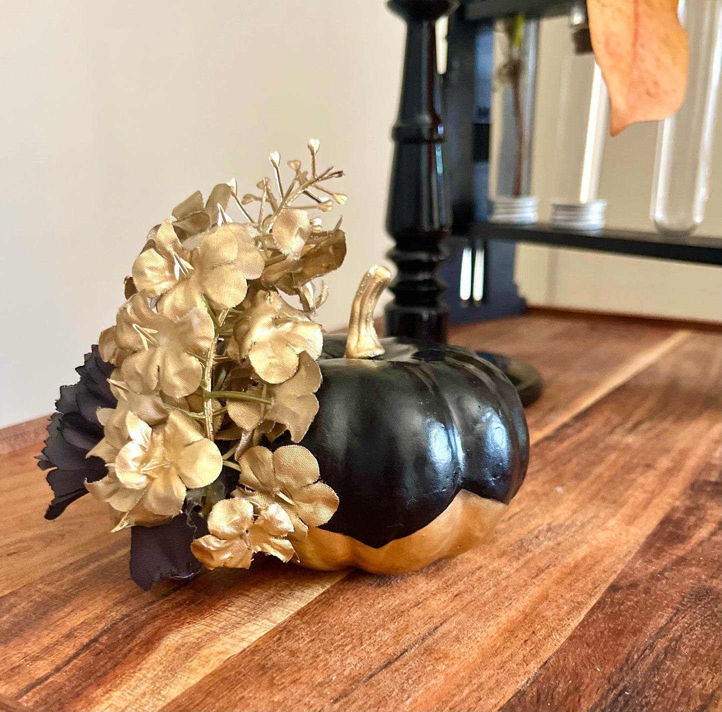 P8- Halloween Pumpkin Decoration - Black with Floral