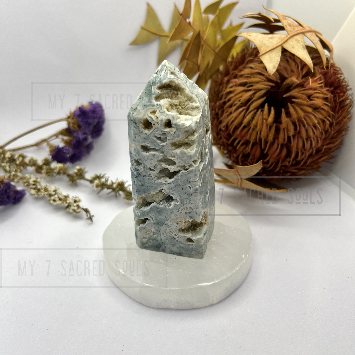 Tree Agate Tower with Druzy