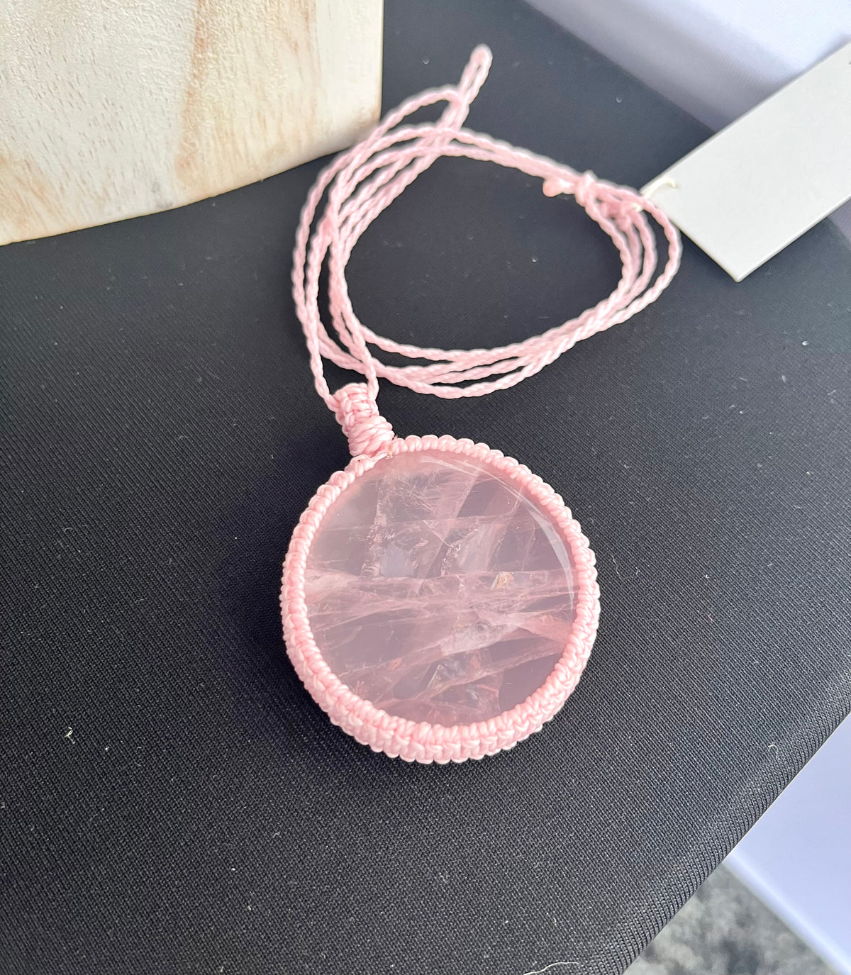 Rose Quartz Mini Macrame Necklace