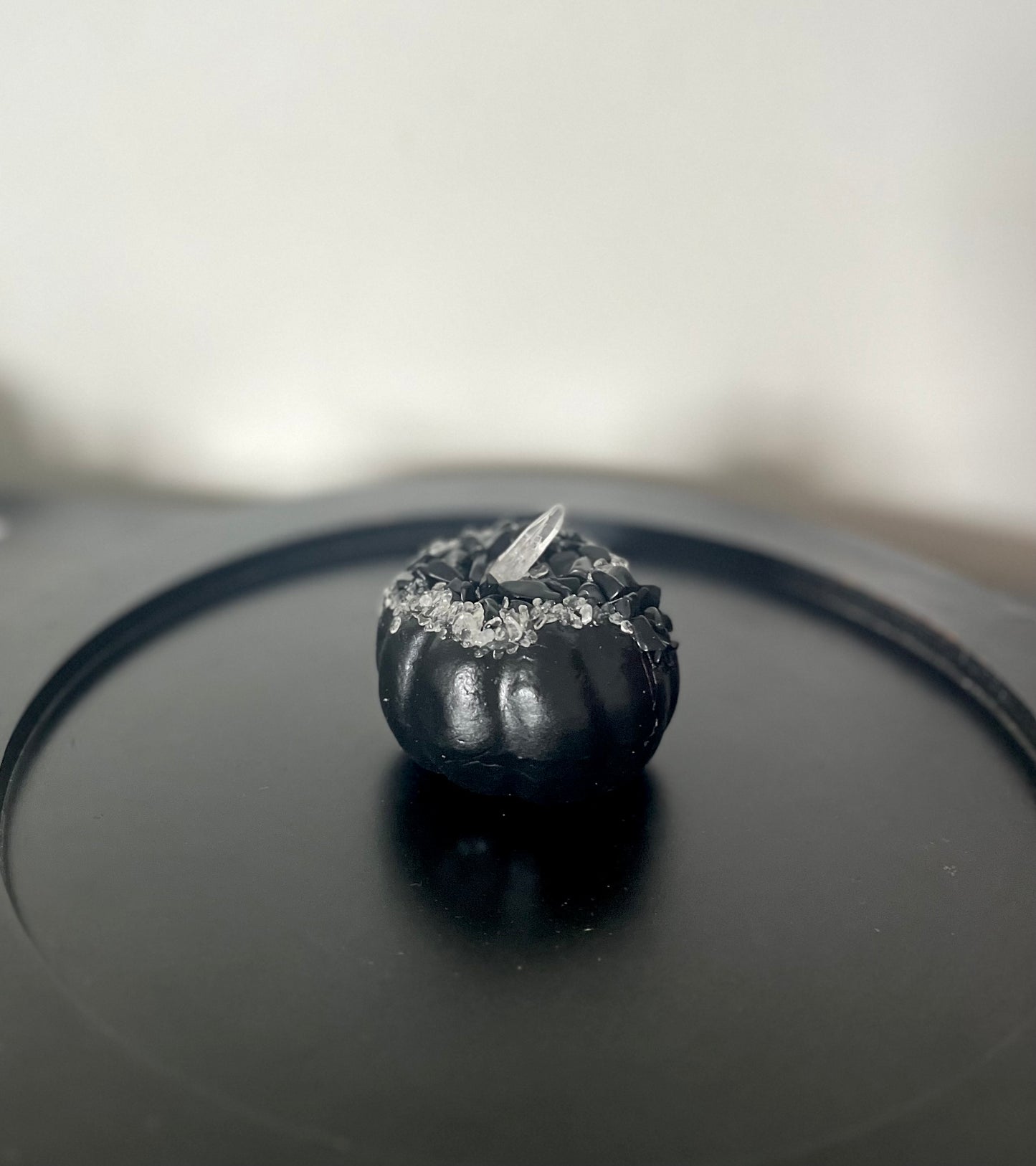 Halloween Pumpkin Decoration - Black with Crystals