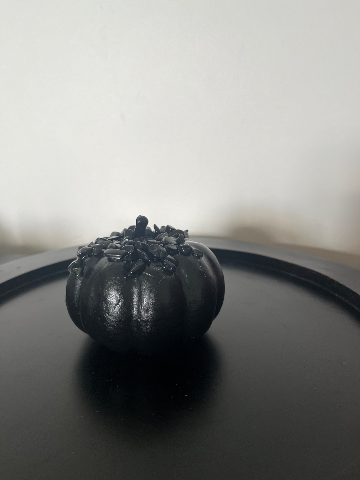 Halloween Pumpkin Decoration - Black with Crystals