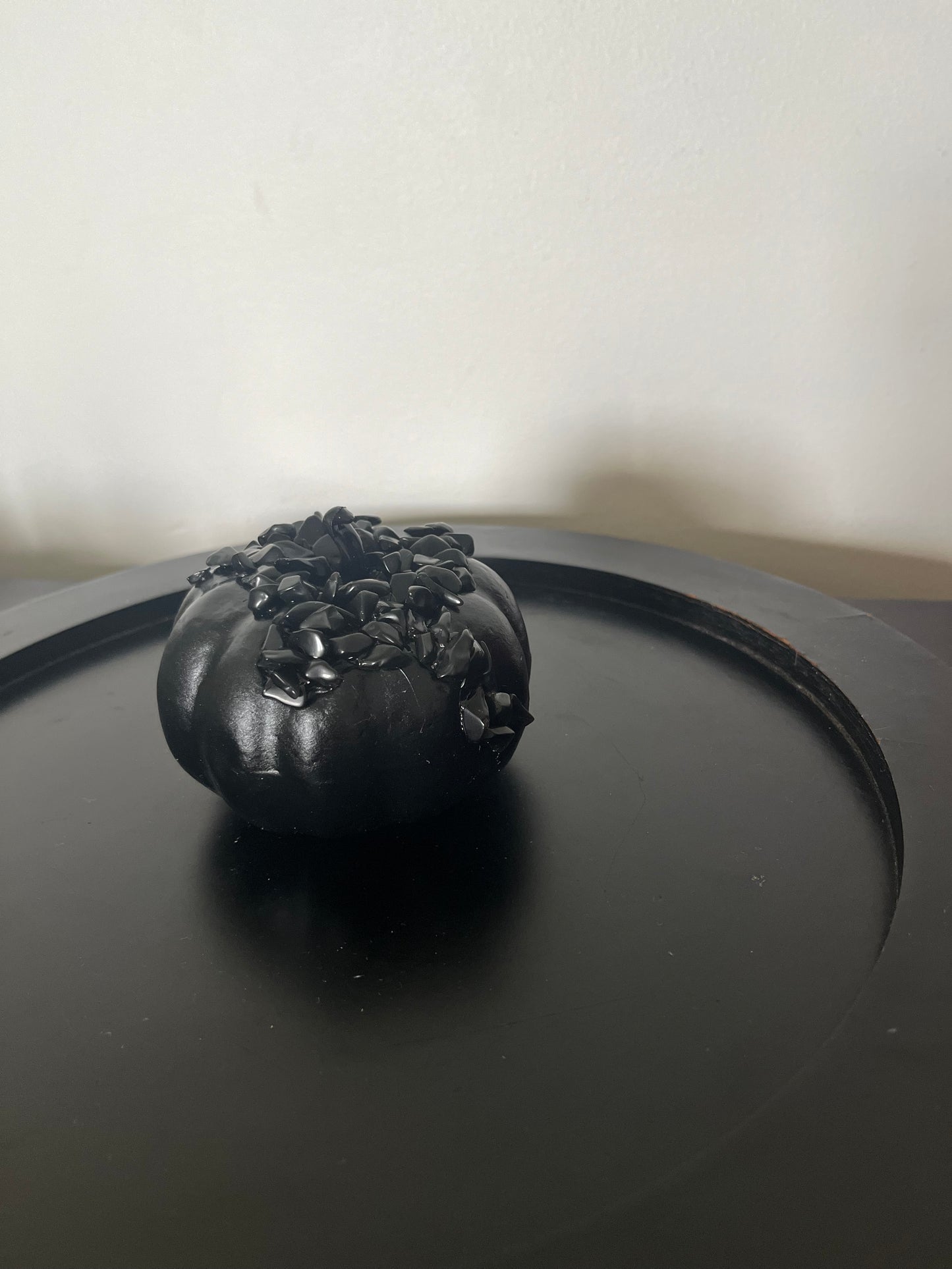 Halloween Pumpkin Decoration - Black with Crystals