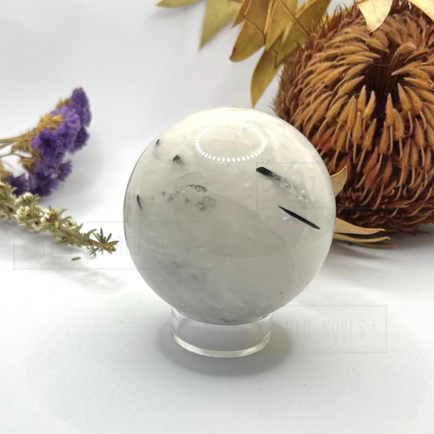 Tourmilated Quartz Sphere