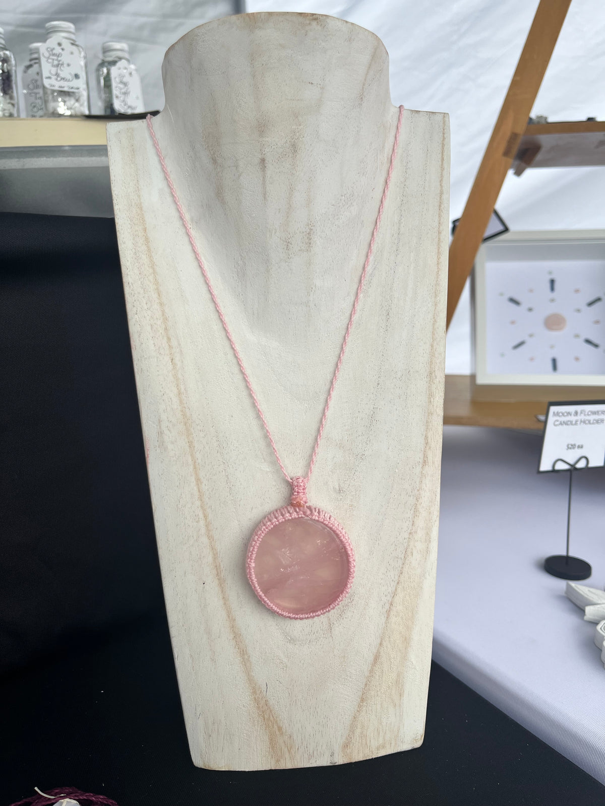 Rose Quartz Mini Macrame Necklace