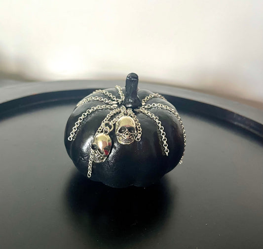 Halloween Pumpkin Decoration - Black with Silver Chains
