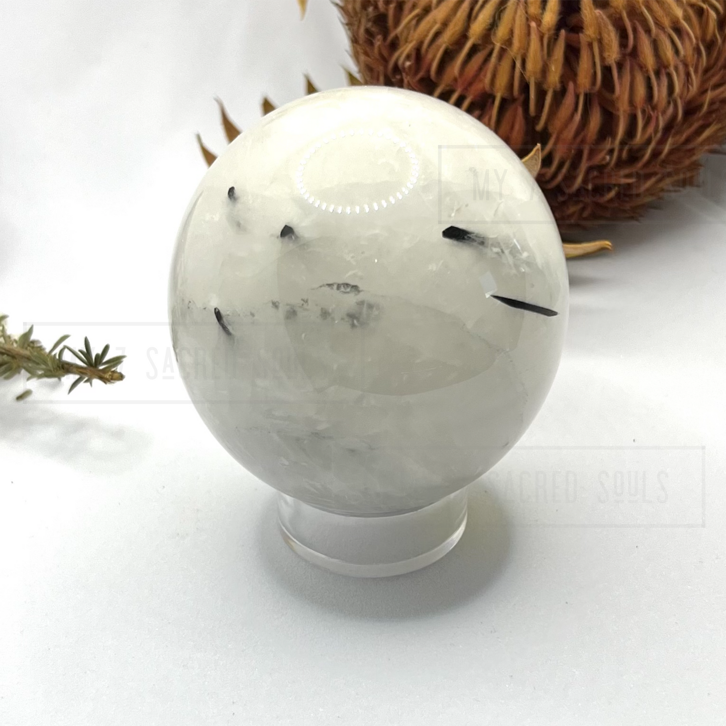 Tourmilated Quartz Sphere