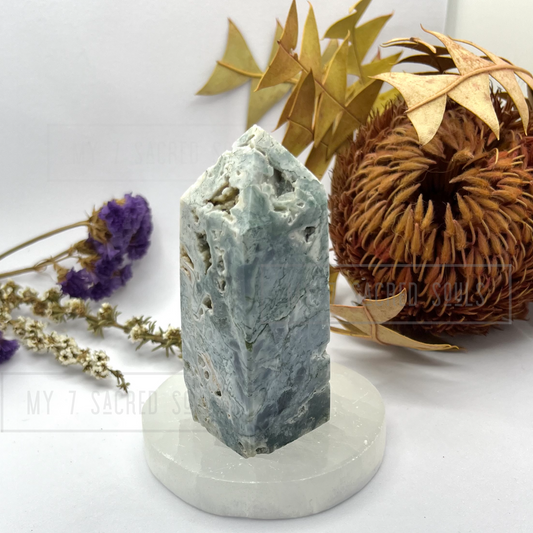 Tree Agate Tower with Druzy