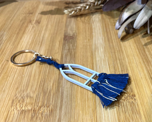 Macrame Key Ring - Navy and Gold