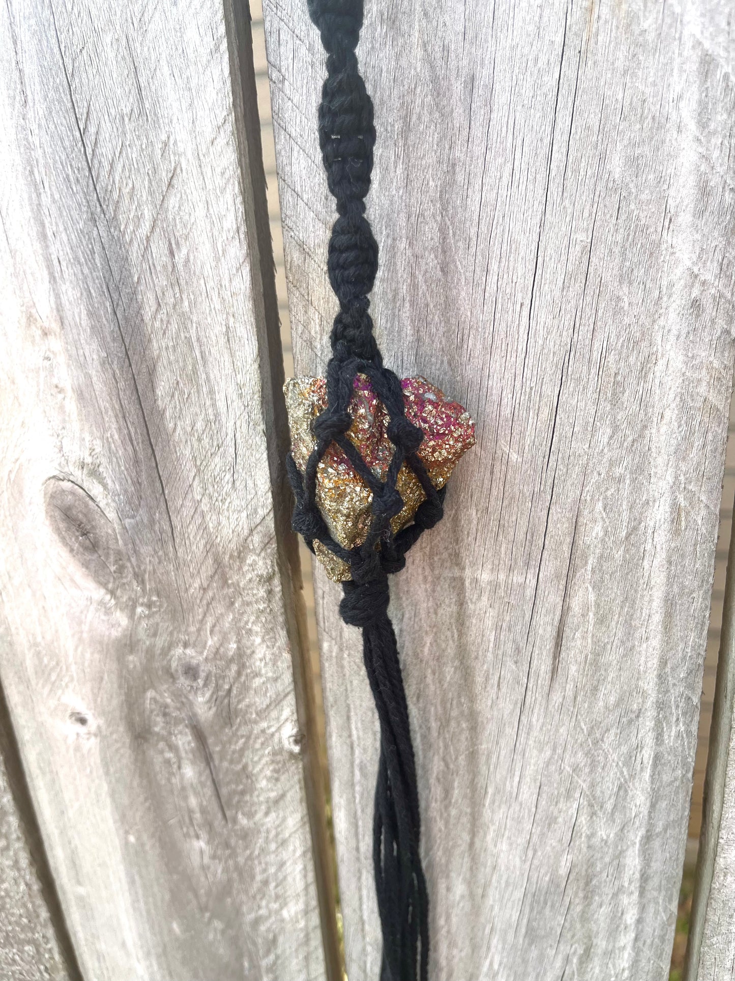 Crystal Hanger - Black with Chalcopyrite
