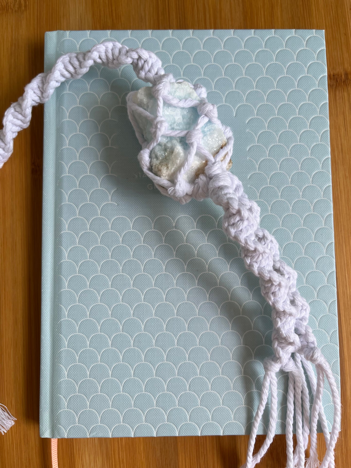 Crystal Hanger - Crisp White with Blue Aragonite