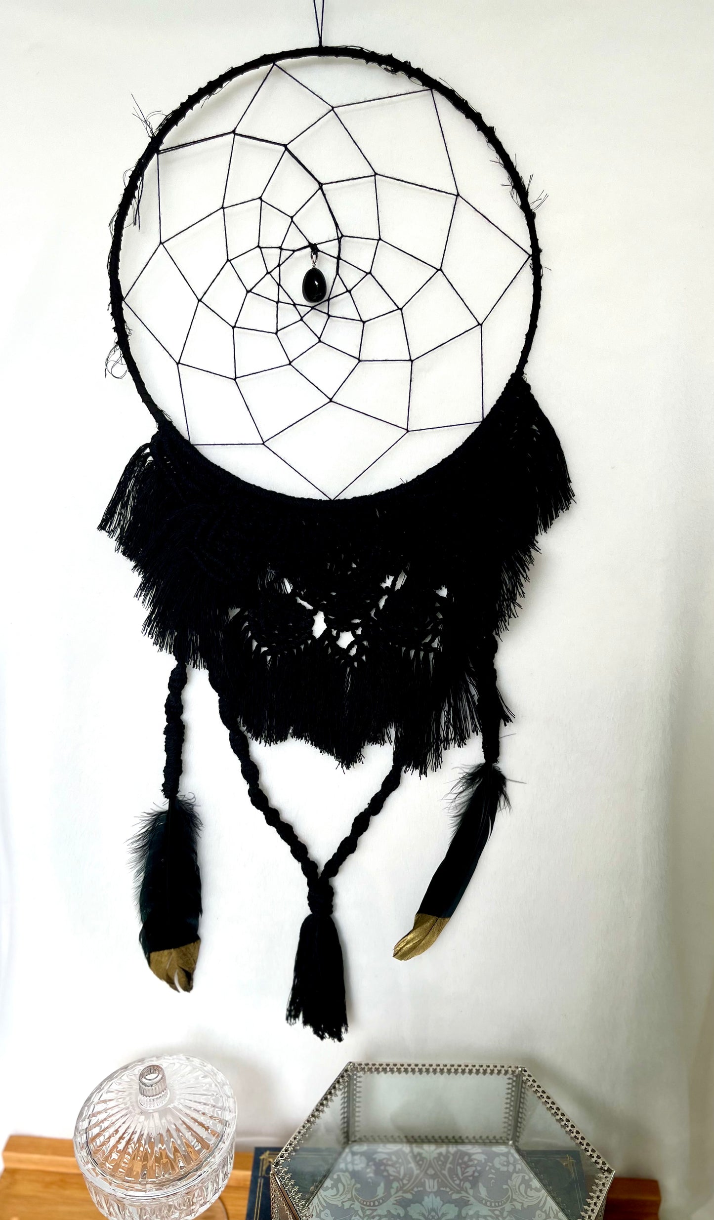 Inspired by Wednesday Dreamcatcher - Large, with Blue Tiger’s Eye