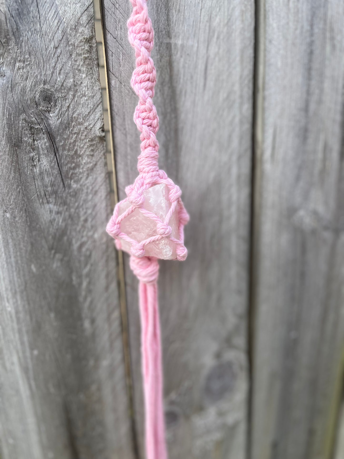 Crystal hanger - Pink with Rose Quartz - Long