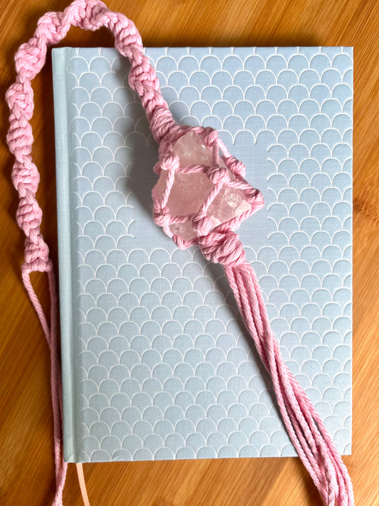 Crystal hanger - Pink with Rose Quartz - Long