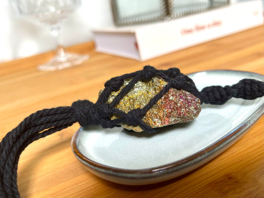 Crystal Hanger - Black with Chalcopyrite