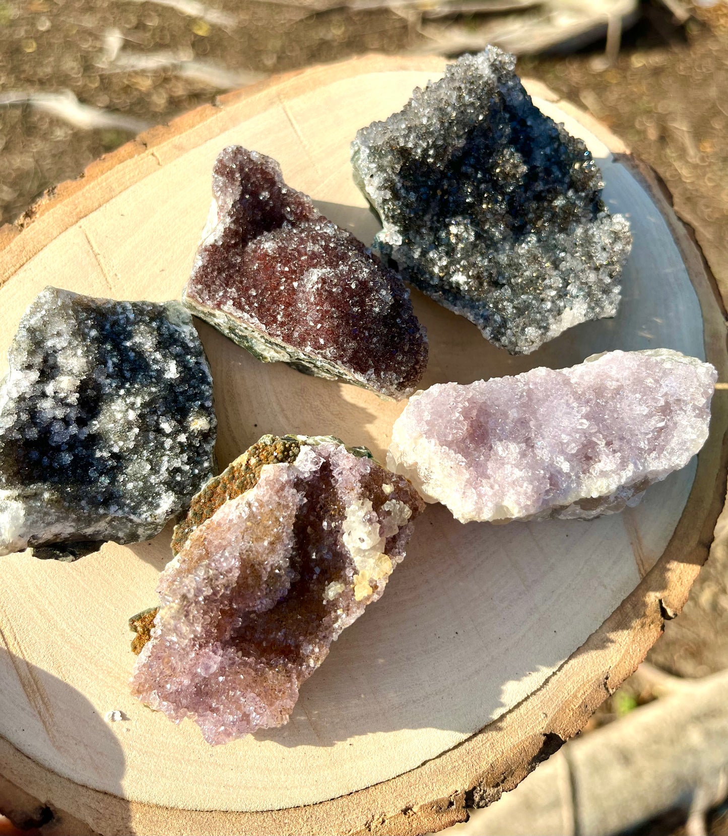 “Evangeline” Amethyst Druzy Pink