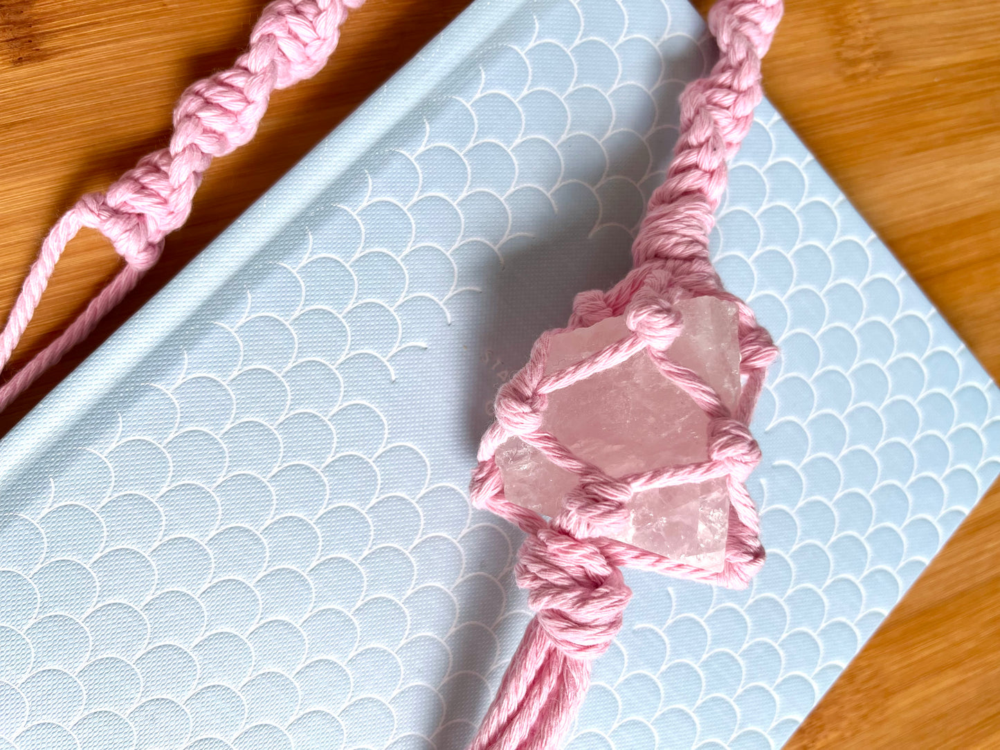 Crystal hanger - Pink with Rose Quartz - Long