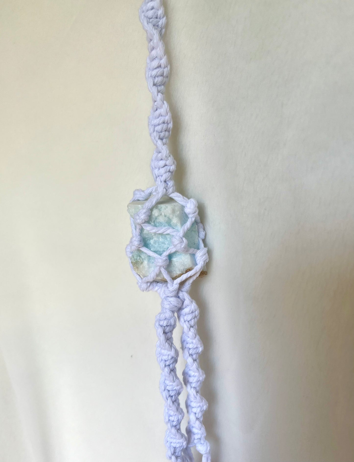 Crystal Hanger - Crisp White with Blue Aragonite