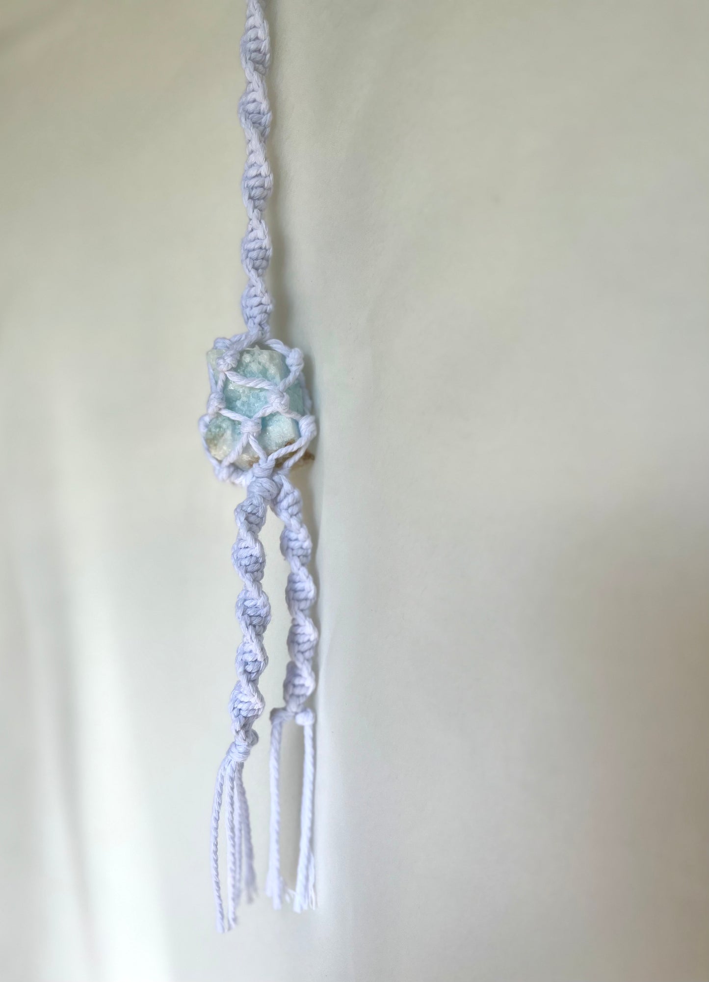 Crystal Hanger - Crisp White with Blue Aragonite