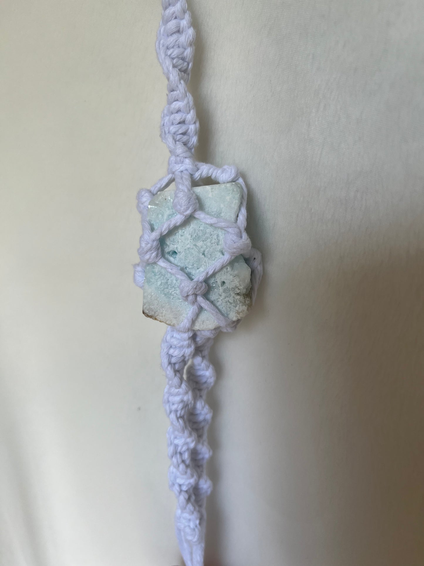 Crystal Hanger - Crisp White with Blue Aragonite