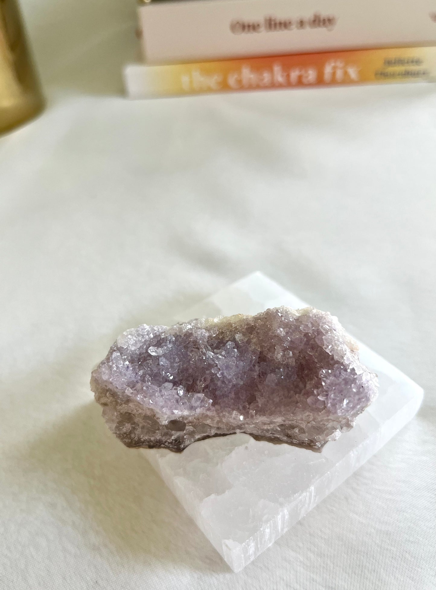 “Evangeline” Amethyst Druzy Pink