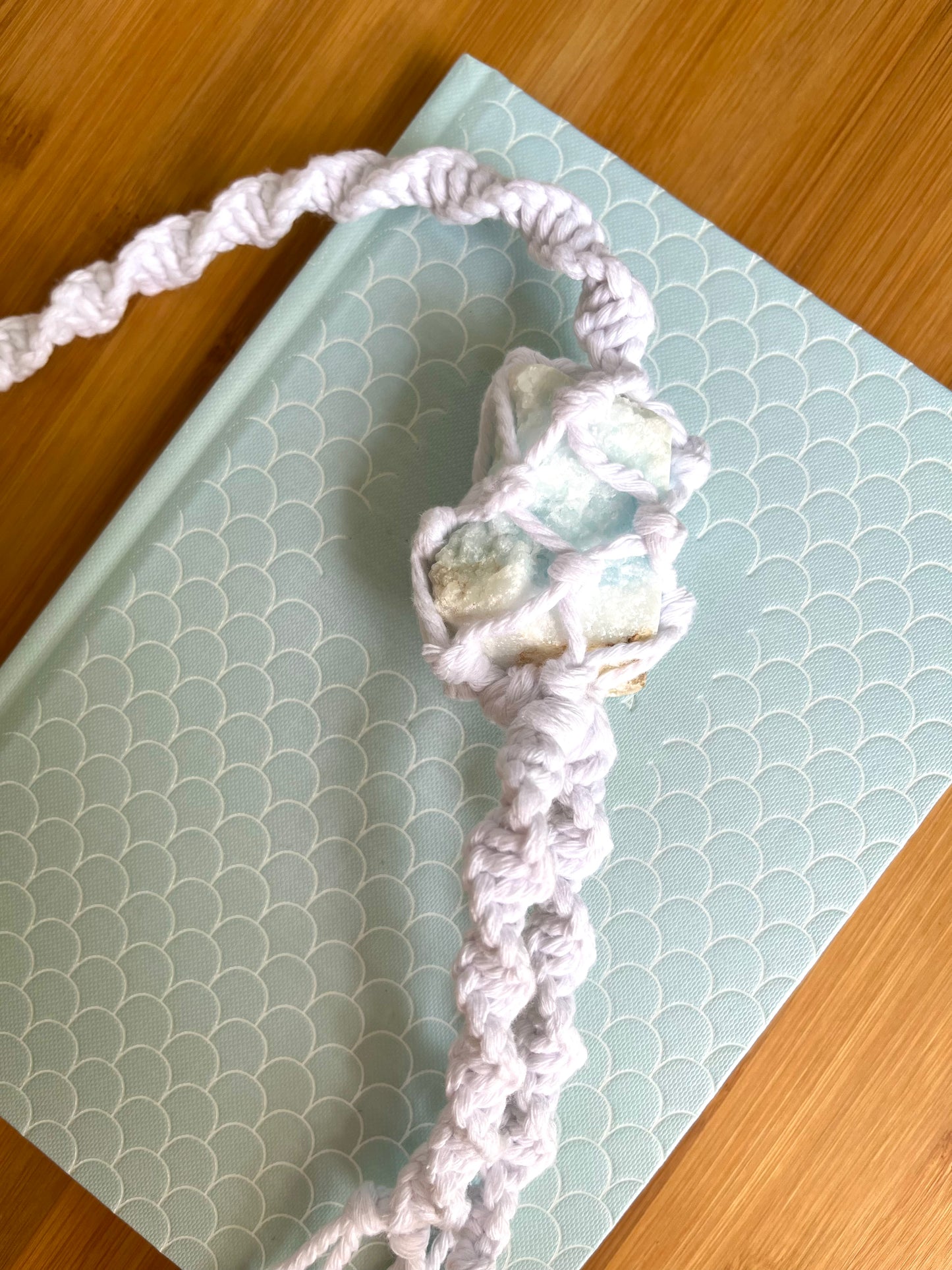 Crystal Hanger - Crisp White with Blue Aragonite