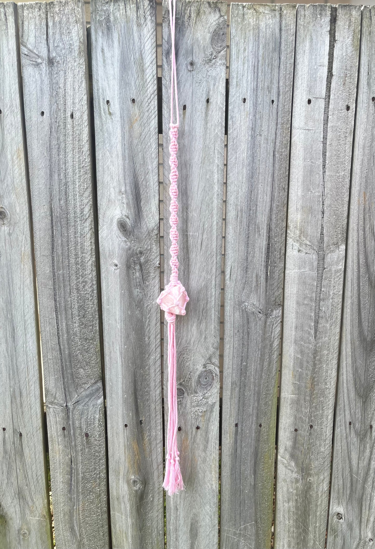 Crystal hanger - Pink with Rose Quartz - Long
